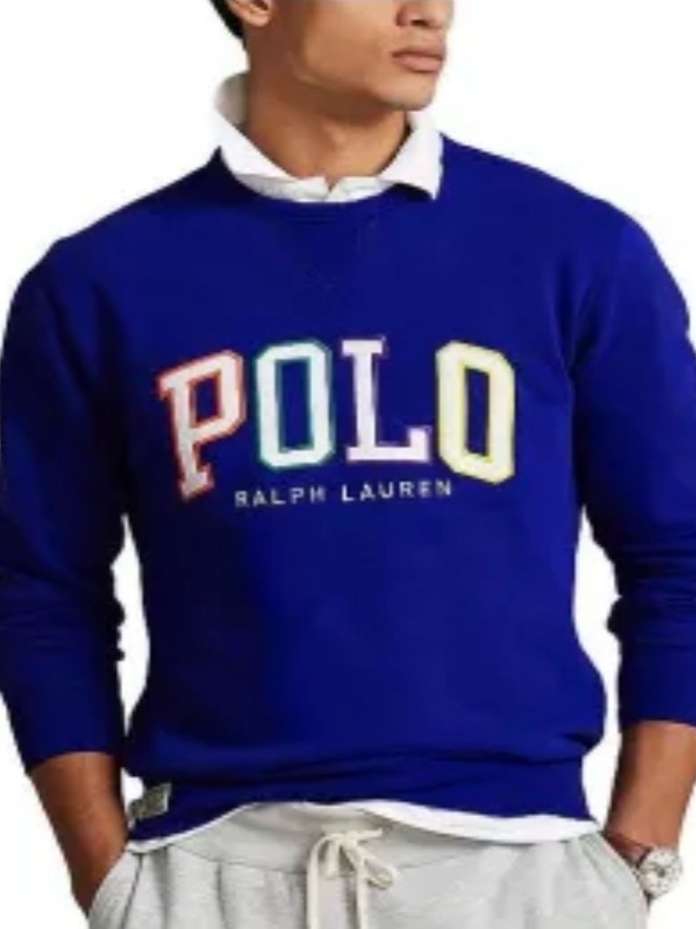 POLO RALPH LAUREN Men’s Big & Tall Blue RL Fleece Logo Sweatshirt Size XLT